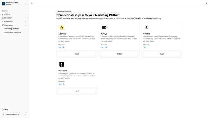 Control panel marketing platforms