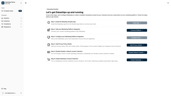 Onboarding steps